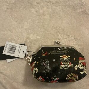 Ed Hardy black and red clutch brand new